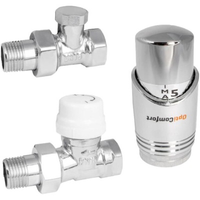 ZESTAW TERMOSTATYCZNY CHROM PROSTY 1/2" DO GRZEJNIKA ZASILAJĄCY POWROTNY