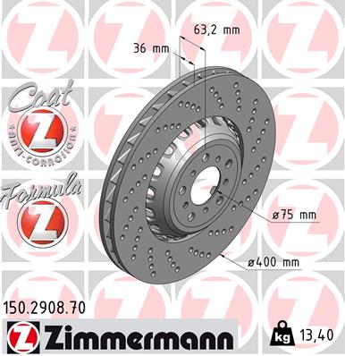 ZIMMERMANN 150.2908.70 ДИСК ТОРМОЗНОЙ