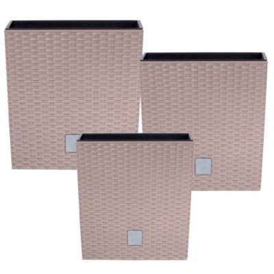 Zestaw 3 x Doniczka Rattan Kremowa 22 26 32 cm