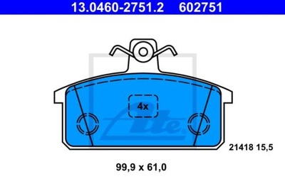 ATE 13.0460-2751.2 КОЛОДКИ ТОРМОЗНЫЕ
