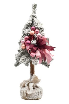 Choinka na pniu śnieżona dekorowana Hibiskus 60cm