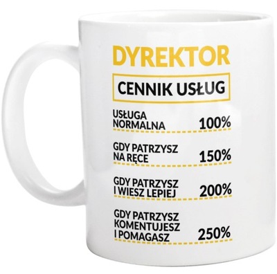 dyrektor Cennik Usług dyrektora Kubek Biały