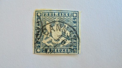 1868 Wurttemberg Mi.35 kasowany znaczek, wartość 180,- Euro