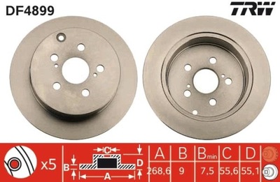 ДИСК ТОРМОЗНОЙ TOYOTA ЗАД PRIUS 03-09 DF4899