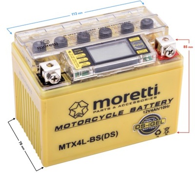 АККУМУЛЯТОР MORETTI AGM (I-GEL) MTX4L-BS ZE WSKAŹNIKIEM