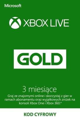 XBOX LIVE GOLD 3 MIESIĄCE - KOD CYFROWY