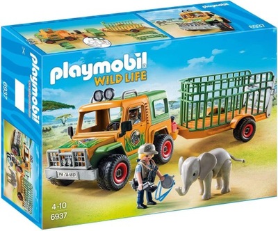 PLAYMOBIL Wild Life Terenówka Rangera z Przyczepą Safari Słoń 6937