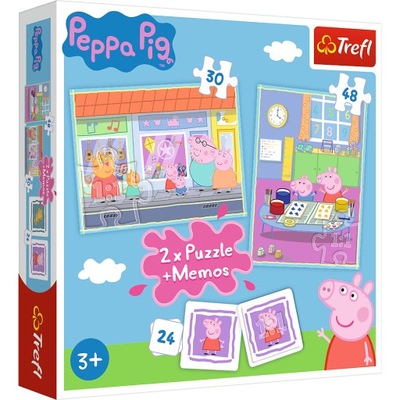 Trefl Puzzle 2w1+ memos Dzień Peppy Świnka