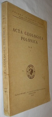ACTA GEOLOGICA 1959 TATRY PODHALE GEOLOGIA