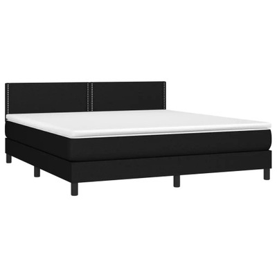 Łóżko kontynentalne z materacem, czarne, 160x200 cm, tkanina