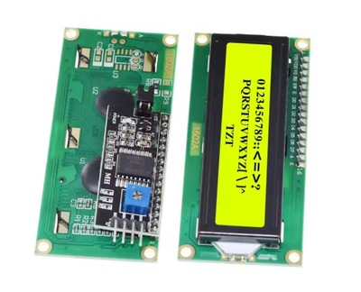 Wyświetlacz lcd 1602 2x16 zielony + wlutowany konwerter i2C arduino