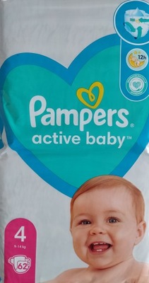 PAMPERS Active Baby pieluchy 4, (9-14kg) 62 szt