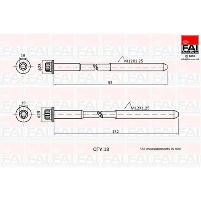 КОМПЛЕКТ БОЛТОВ ГОЛОВКИ ЦИЛИНДРОВ FAI AUTOPARTS B2201