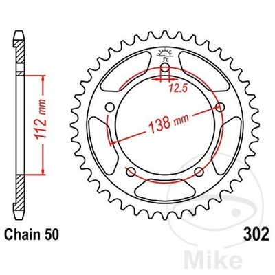 ЗУБЧАТКА ЗАДНЯЯ СТАЛЬНОЙ JT R302-39, 39Z, РАЗМЕР 530