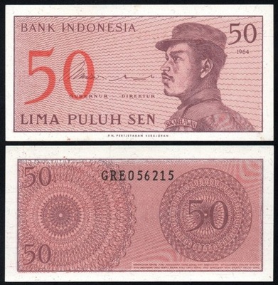 $ Indonezja 50 SEN P-94 UNC 1964