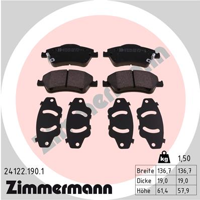 ZIMMERMANN 24122.190.1 КОЛОДКИ ТОРМОЗНЫЕ