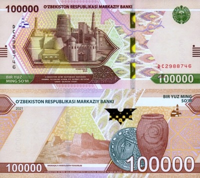 # UZBEKISTAN - 100000 SOM - 2021 - P-NEW - UNC