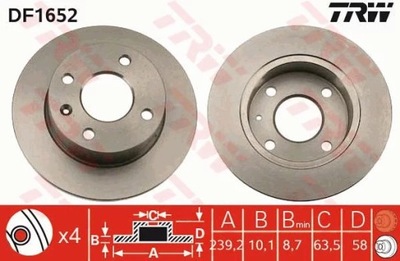 TRW DF1652 ДИСК ГАЛЬМІВНИЙ 240X10 P 4-OTW FORD ESC