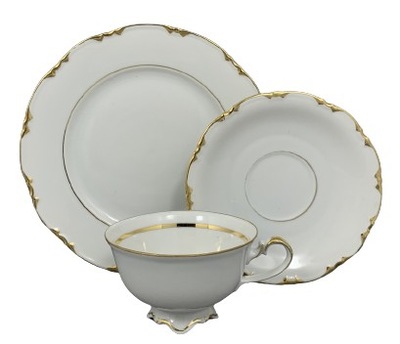 Trio - filiżanka i talerzyki - porcelana Lettin