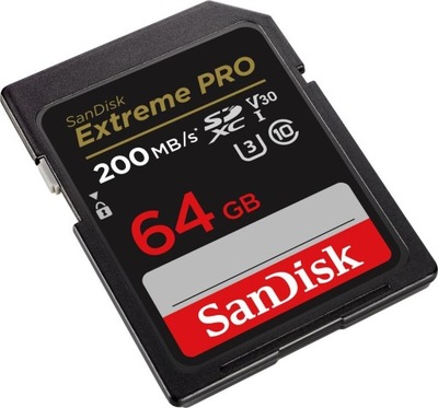 KARTA SANDISK EXTREME PRO SDXC 64GB 200/90 MB/s C10 V30 UHS-I U3 + natychmi