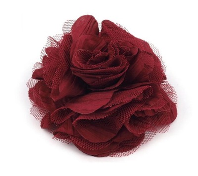 Broszka Przypinka Kwiat Róża Bordowa 9 cm /2886