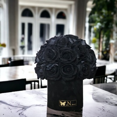 Czarne Welurowe Róże XL Flower Box
