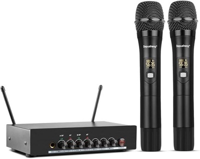 Zestaw mikrofonowy 2 mikrofony bezprzewodowe uhf z odbiornikiem