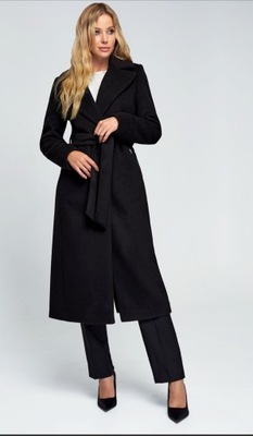 Zartex płaszcz damski czarny klasyczny bez kaptura Amber AW 23 rozmiar 34