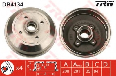 BŪGNINIAI STABDŽIAI STABDŽIŲ OPEL CORSA B 93-00 (+ABS) 