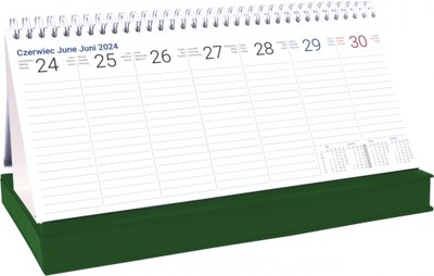 Kalendarz biurkowy TYGODNIOWY Z PIÓRNIKIEM 2024/2025 zielony