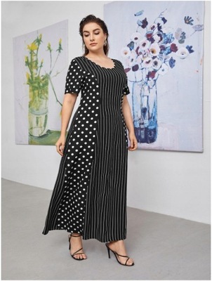 SHEIN SUKIENKA MAXI CZARNO-BIAŁA 44 XXL AAA