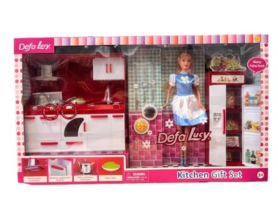 Lalka w kuchni Defa Lucy kuchnia + akcesoria duży zestaw