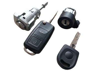 SET LOCKS LOCK INSERT ELEMENT DOOR IGNITION LOCK KEY REMOTE CONTROL VW GOLF IV 4 BORA  