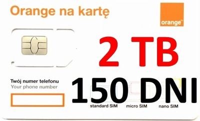 INTERNET ORANGE FREE 2000 GB 2 TB 150 DNI 35 GB UE STARTER KARTA SIM 4G 5G