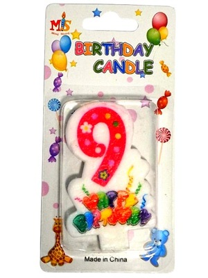 Świeczka urodzinowa Birthday Candle cyfra 9