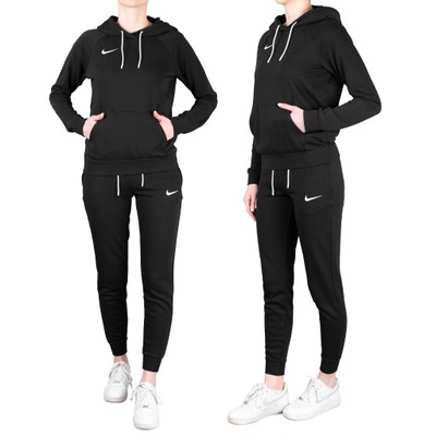 NIKE dres damski BAWEŁNIANY sportowy komplet czarny XS