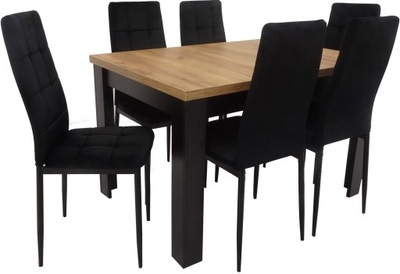 6 krzeseł tapicerowane WELUR i ROZKŁADANY stół