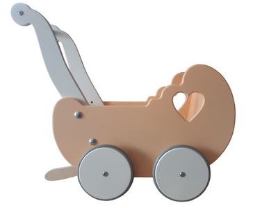 Drewniany wózek dla lalki roczek pchacz jeździk