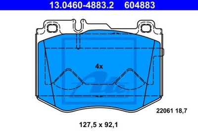 ATE 13.0460-4883.2 PADS BRAKE FRONT DB W205/W213/X253 1,6-3,0 14-  