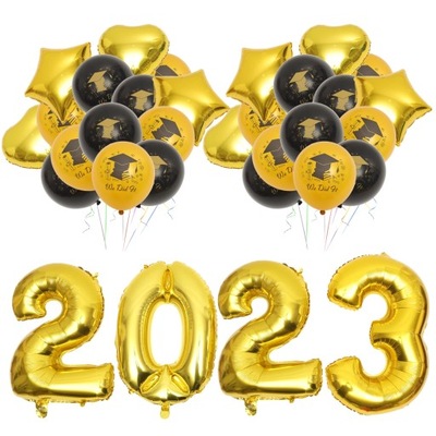 Balony Graduation 2023 Czarne Numery Złota Impreza