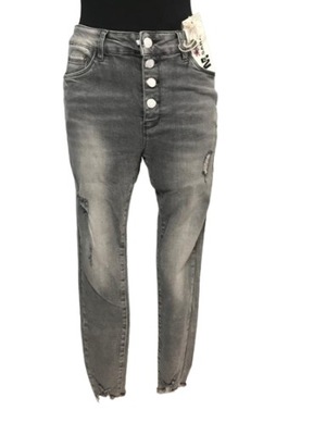 SPODNIE DAMSKIE JEANSOWE JEANS SZARE POSZARPANE M.SARA L 30 PUSH UP