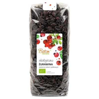 ŻURAWINA SŁODZONA SOKIEM JABŁKOWYM 1KG BIO