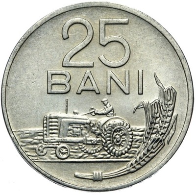 Rumunia - Republika - 25 Bani 1960 - TRAKTOR KŁOSY