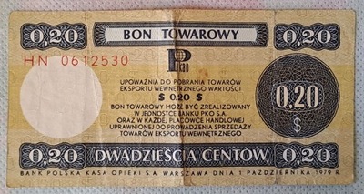 20 centów 1979 bon towarowy Pewex seria HN
