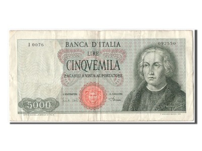 Banknot, Włochy, 5000 Lire, 1968, 1968-01-04, AU(5