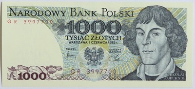 Banknot 1000 zł 1982 rok - Seria GR