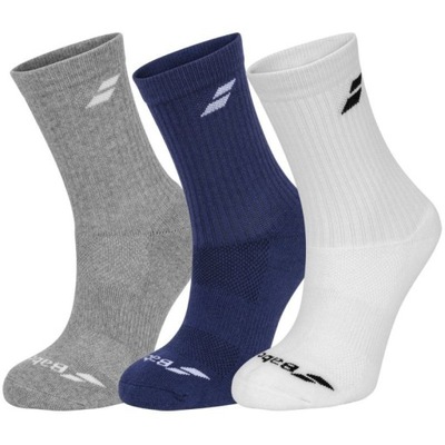 SKARPETY SPORTOWE TENIS BABOLAT CREW SOCKS 3 PACK WH/EST BL/GR 43-46