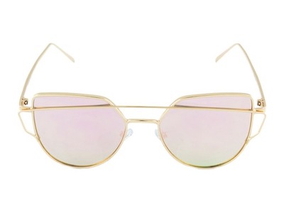 Okulary AVIATOR lustrzanki CAT EYE różowo złote