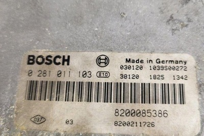 Бортовий комп'ютер двигуна ecu renault espace iv jk0/1_ 0281011103 1.9l дизель 2005 фото №1