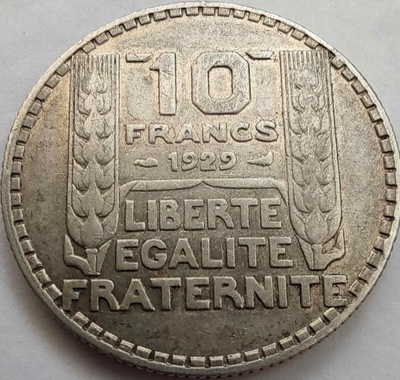 0563r - Francja 10 franków, 1929 ag